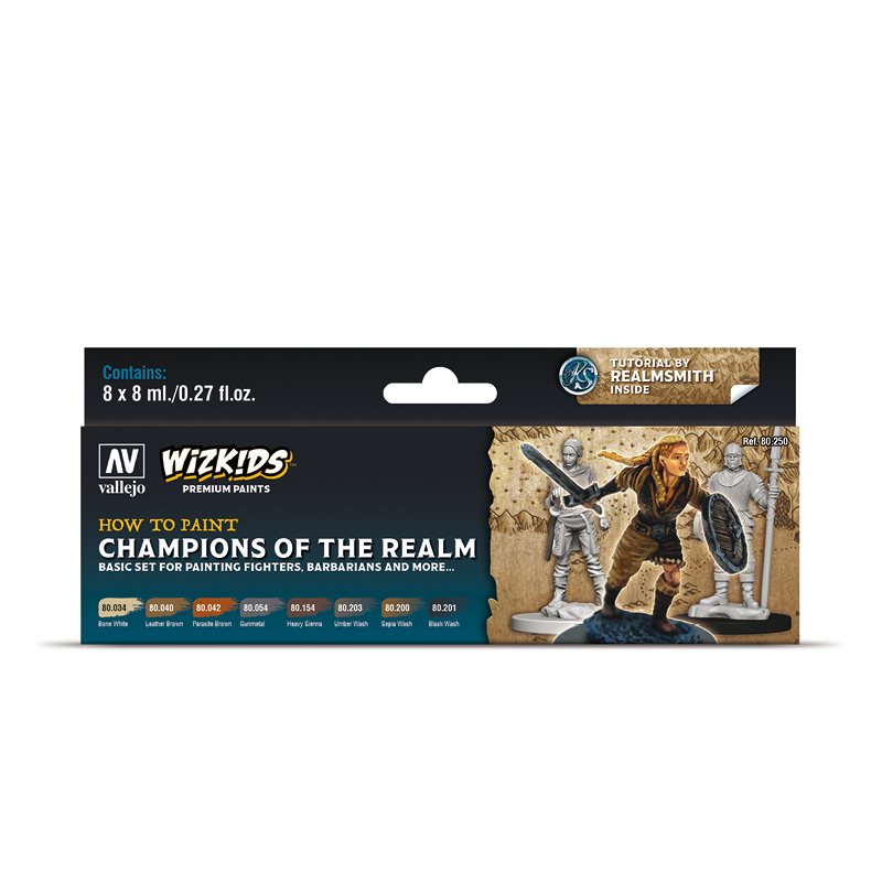 

Набор акриловых красок Vallejo Wizkids Champions of the Realm 80250, 8 красок по 8 мл, Champions of the Realm