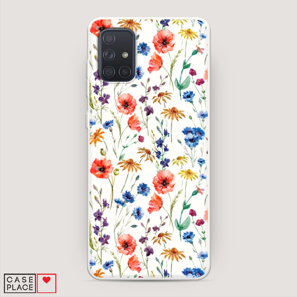 

Матовый силиконовый чехол "Маки и васильки фон" на Samsung Galaxy A71, 29057-1