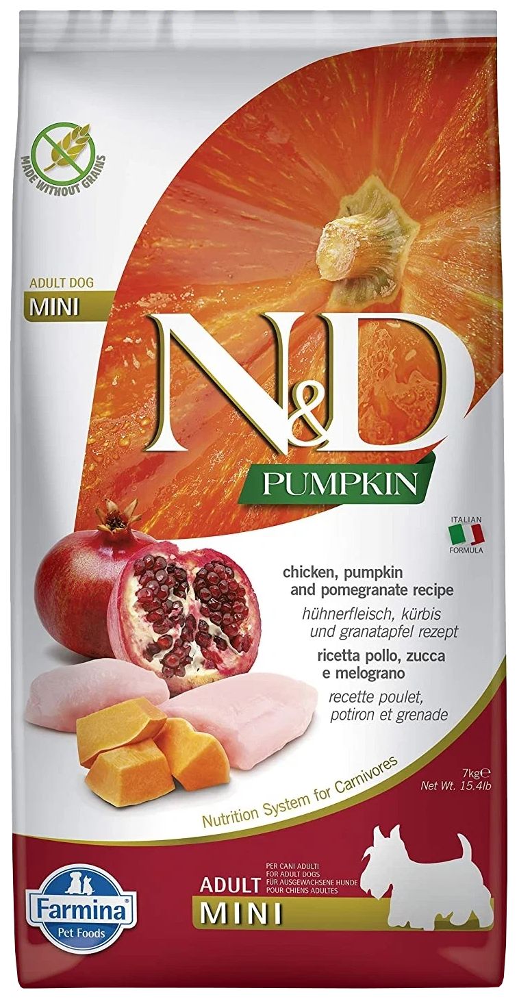 

FARMINA FARMINA DOG N&D GRAIN FREE PUMPKIN PUPPY MINI CHICKEN & POMEGRANATE беззерновой дл