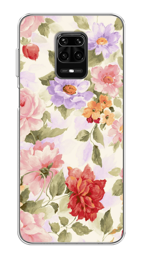 

Чехол на Xiaomi Redmi Note 9S/Note 9 Pro "Акварельные пионы", Розовый;бежевый, 38050-1