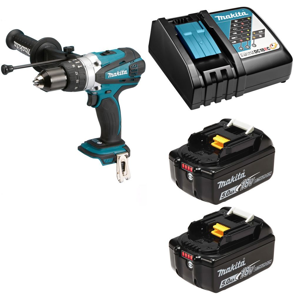 

Дрель-шуруповерт ударная аккумуляторная Makita DHP458RTE, акк 2x5Ач, DHP458RTE