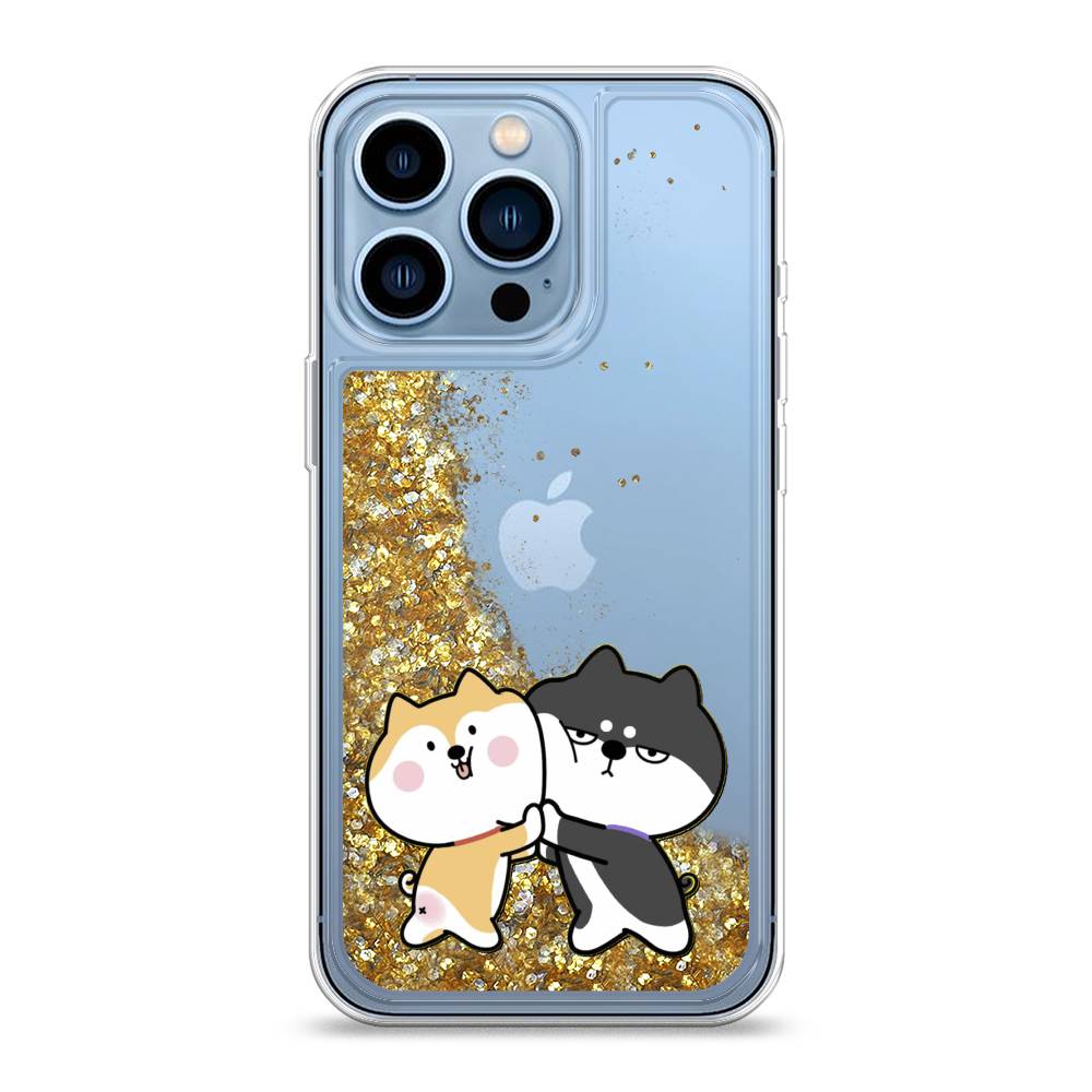 

Жидкий чехол с блестками "Обнимашки акита" на Apple iPhone 13 Pro, 14390-1