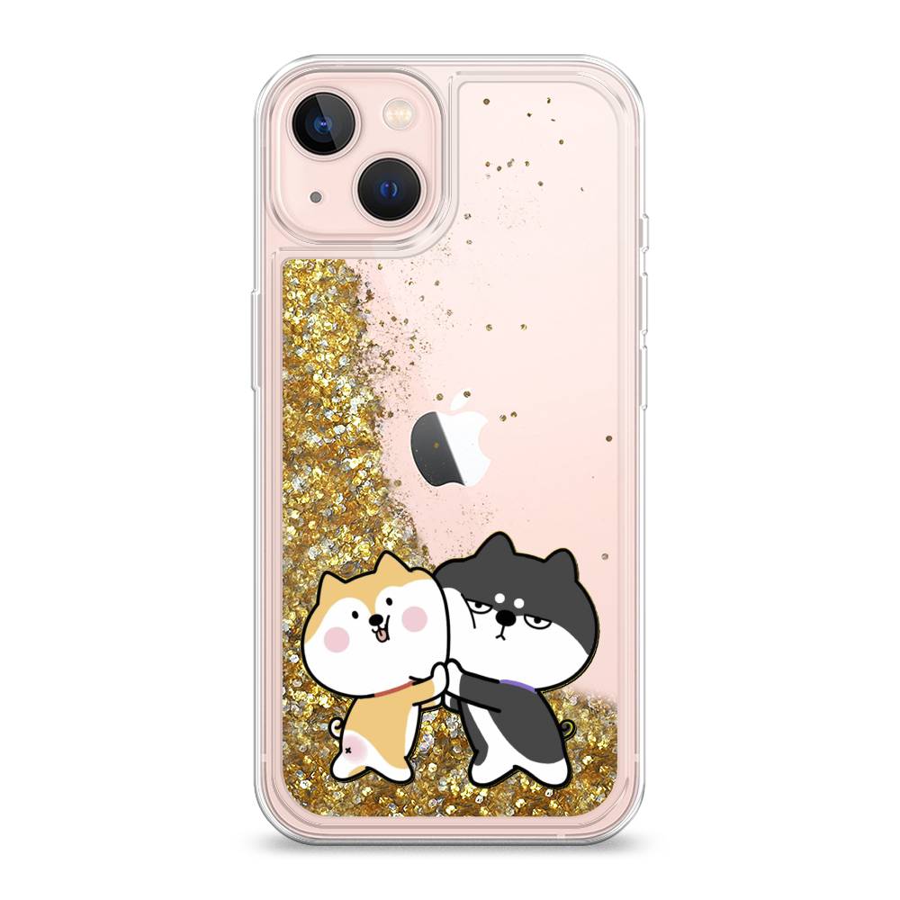 

Жидкий чехол с блестками "Обнимашки акита" на Apple iPhone 13, 14290-1