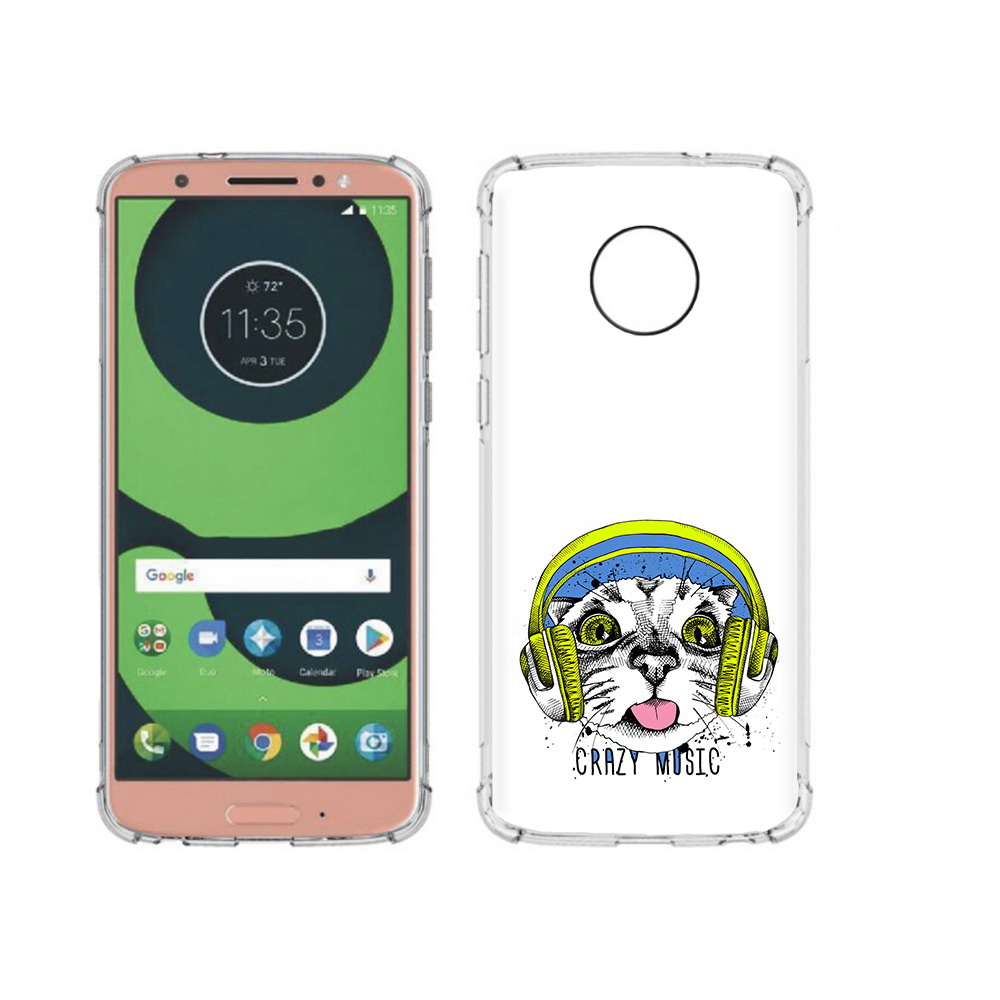 

Чехол MyPads Tocco для Motorola Moto G6 кошка в наушниках рисунок (PT99805.376.403), Прозрачный, Tocco