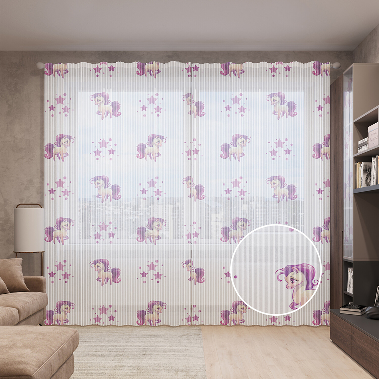 

Тюль вуаль на шторной ленте с принтом JoyArty "Звездные лошадки" 310х265 см, Звездные лошадки