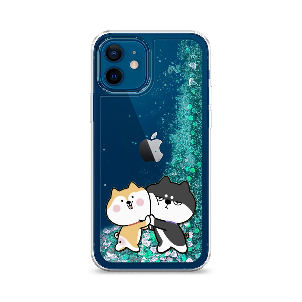 

Жидкий чехол с блестками "Обнимашки акита" на Apple iPhone 12, 12595-1