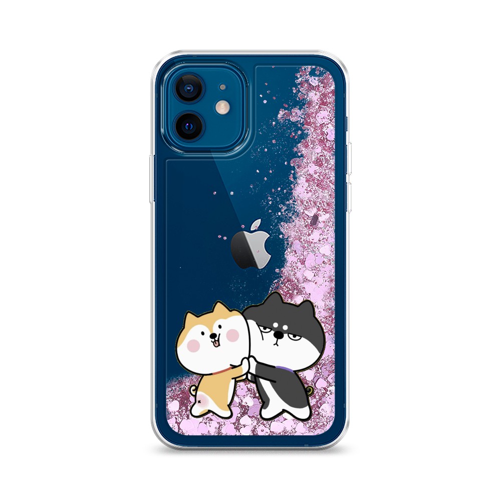 

Жидкий чехол с блестками "Обнимашки акита" на Apple iPhone 12, 12594-1