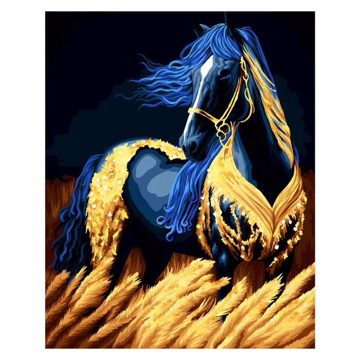Картина по номерам на холсте ЭТО ПРОСТО ШЕДЕВР Конь в лунном свете 40x50