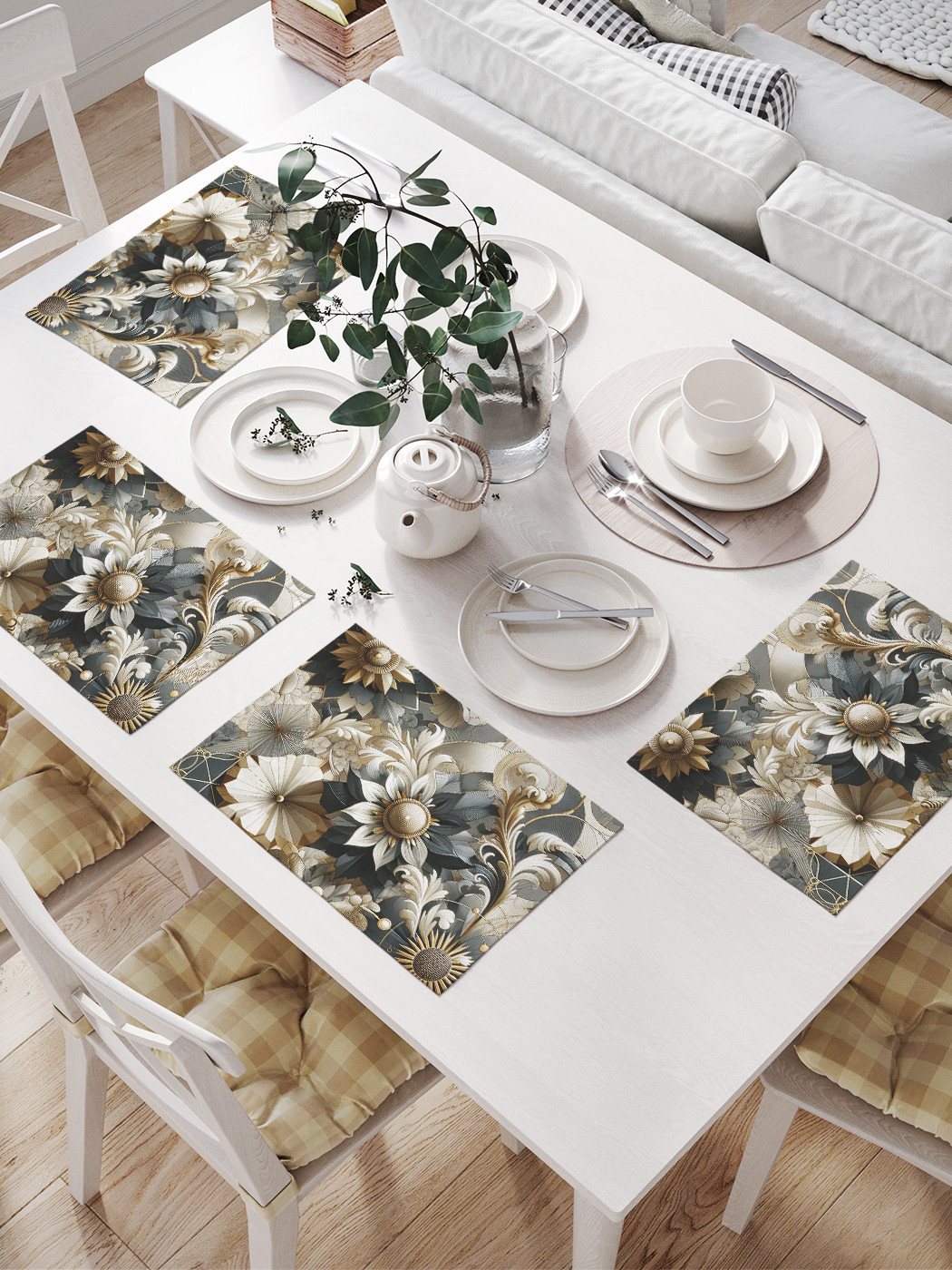 

Плейсмат JoyArty Цветы в классическом стиле 32x46 см, np_sd3007, Бежевый