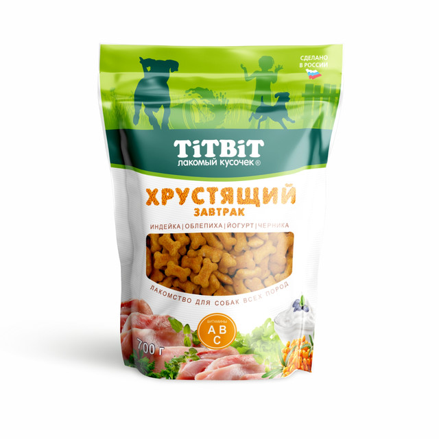 

Лакомство для собак всех пород TiTBiT Завтрак хрустящий с индейкой, 700 г