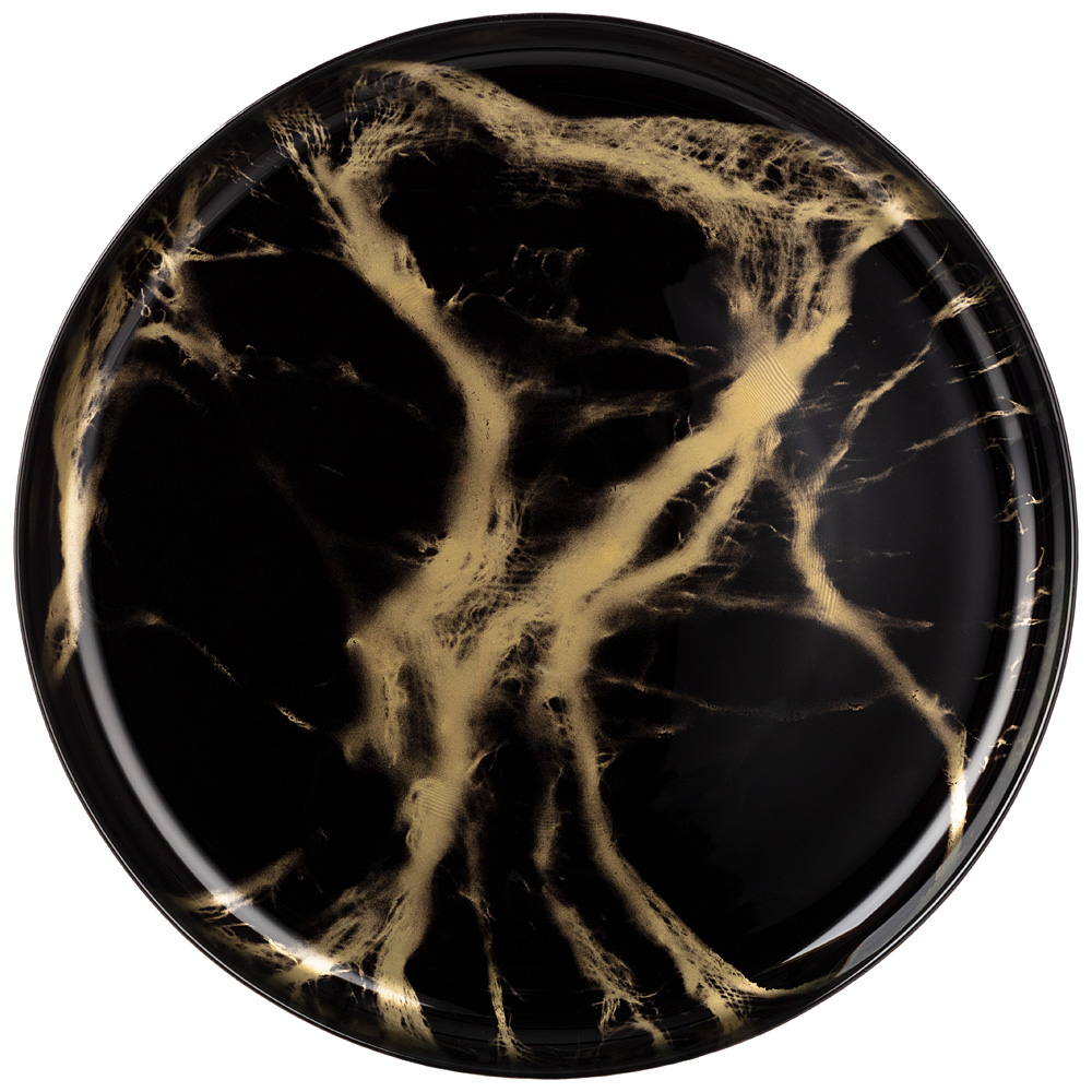 

Тарелка обеденная Bronco black marble 28 см, высота 2 cм