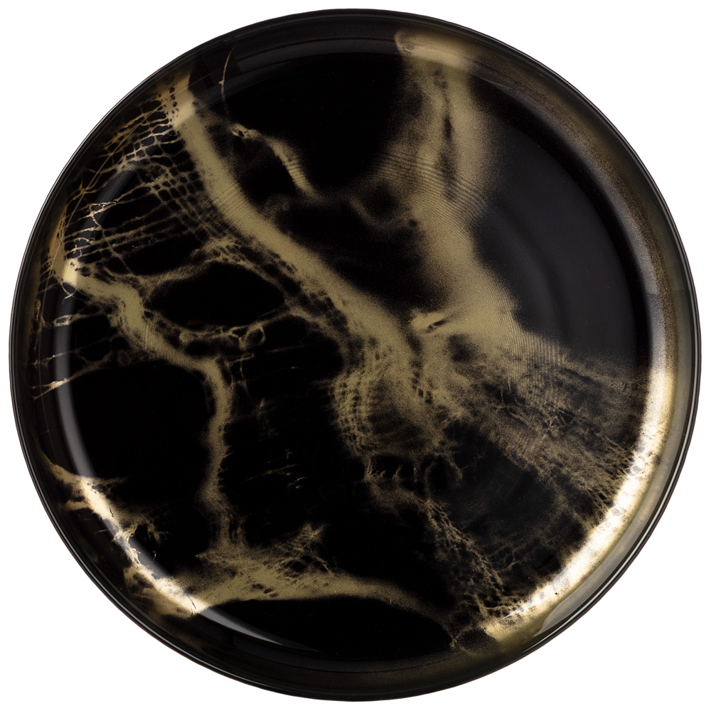 

Тарелка десертная Bronco black marble 21 см, высота 2 cм