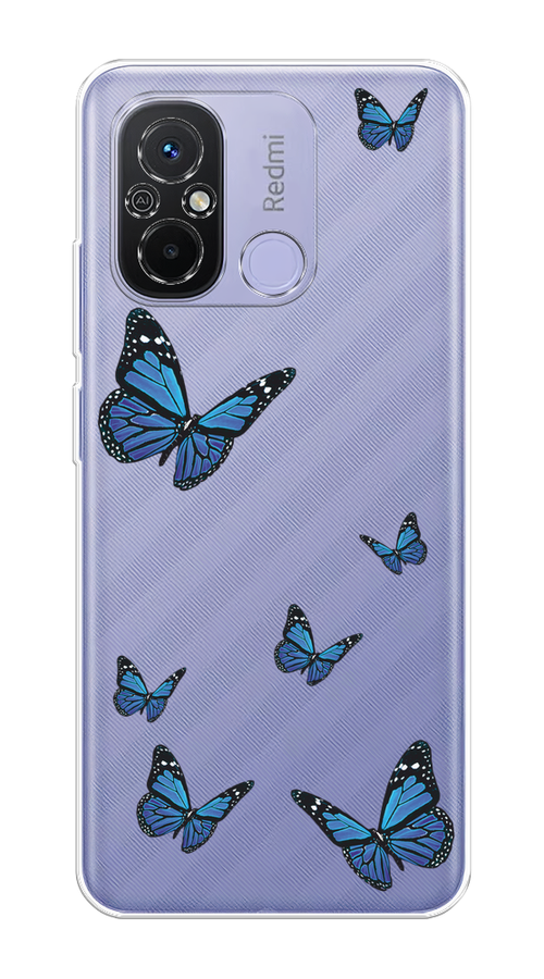 

Чехол на Redmi 12C/Poco C55 "Blue butterflies", Синий;черный, 318250-1