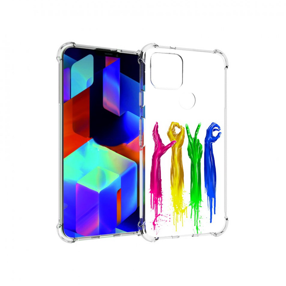 

Чехол MyPads Tocco для Google Pixel 5 яркие руки love, Прозрачный, Tocco