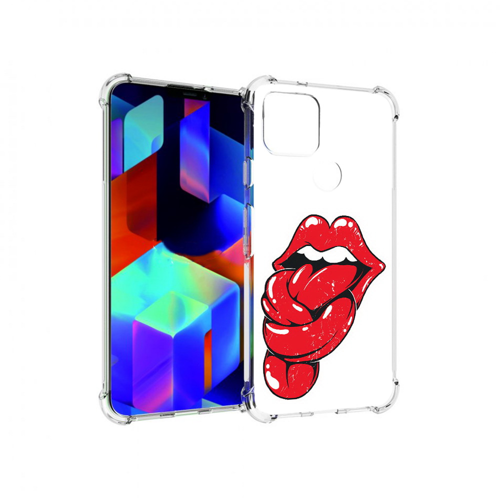

Чехол MyPads Tocco для Google Pixel 5 яркие губы с языком, Прозрачный, Tocco