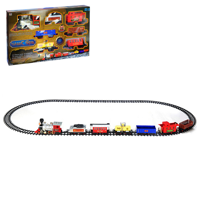 

Железная дорога Классический поезд», работает от батареек, свет и звук, Разноцветный