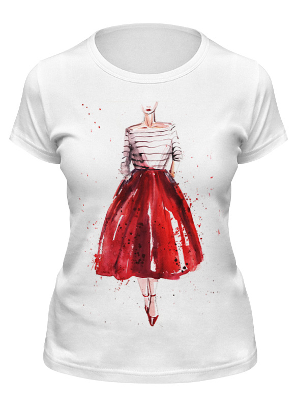 

Футболка женская Printio Red skirt, red lips белая S, Белый, Red skirt, red lips