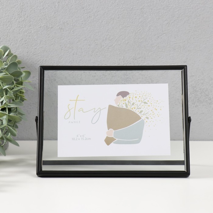 

Фоторамка металл на 1 фото 10х15 см "Лофт. Строгие линии" черная 15,7х21х1 см