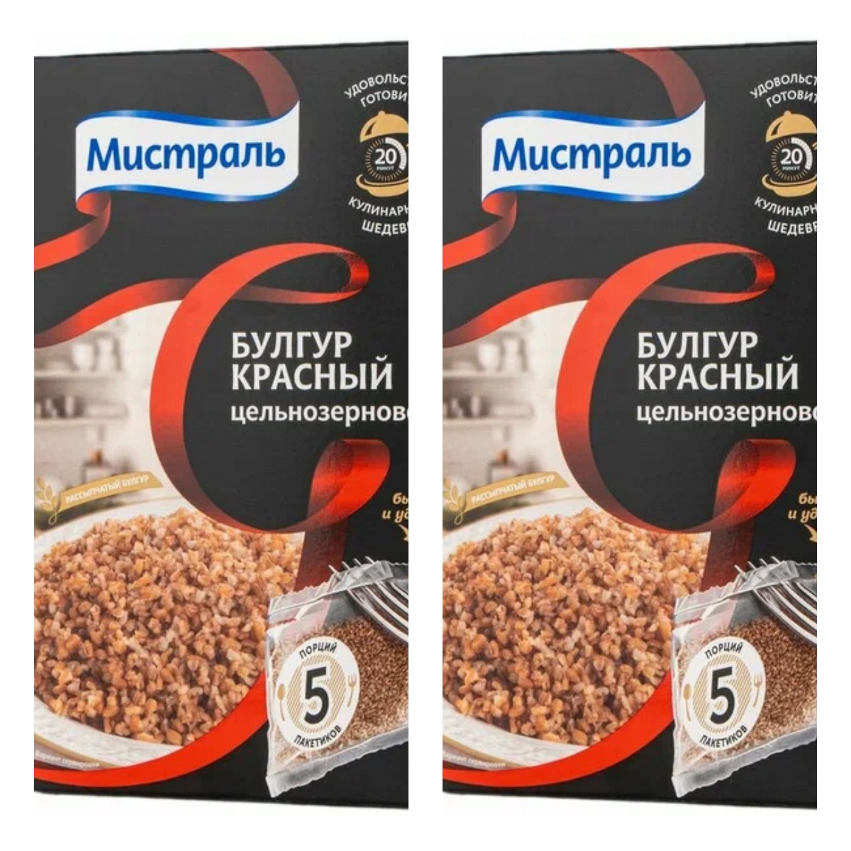 

Булгур Мистраль красный цельнозерновой, 5 шт по 80 г, 2 упаковки, красный цельнозерновой