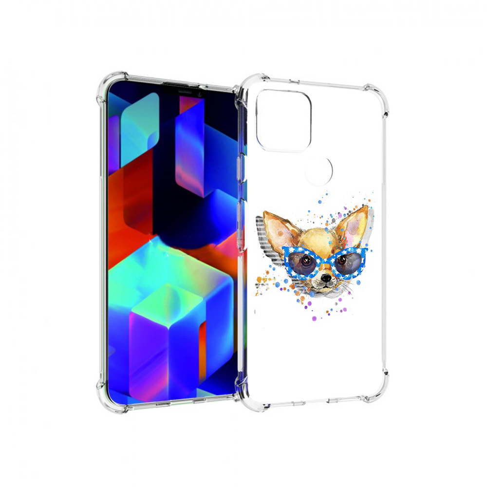 

Чехол MyPads Tocco для Google Pixel 5 чихуа-хуа в очках, Прозрачный, Tocco