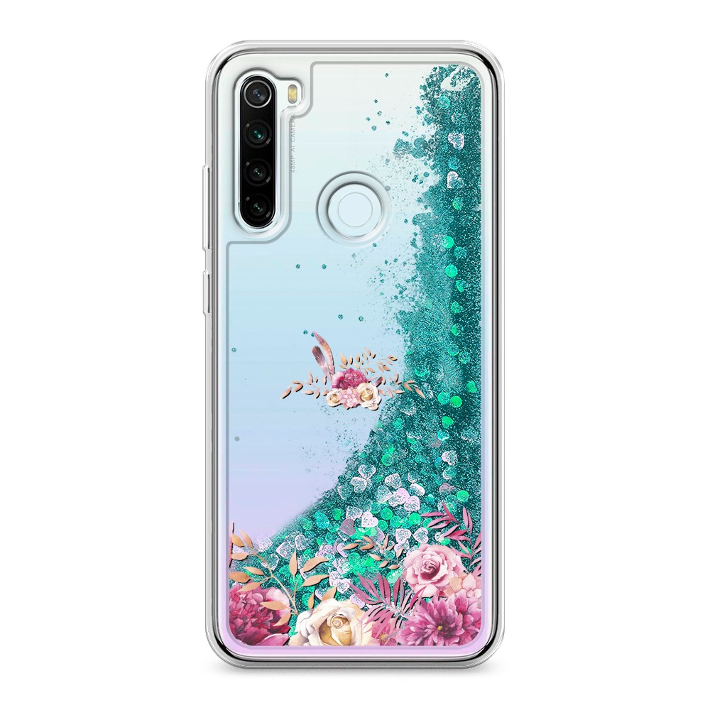 

Жидкий чехол с блестками "Нежные розовые цветы" на Xiaomi Redmi Note 8T