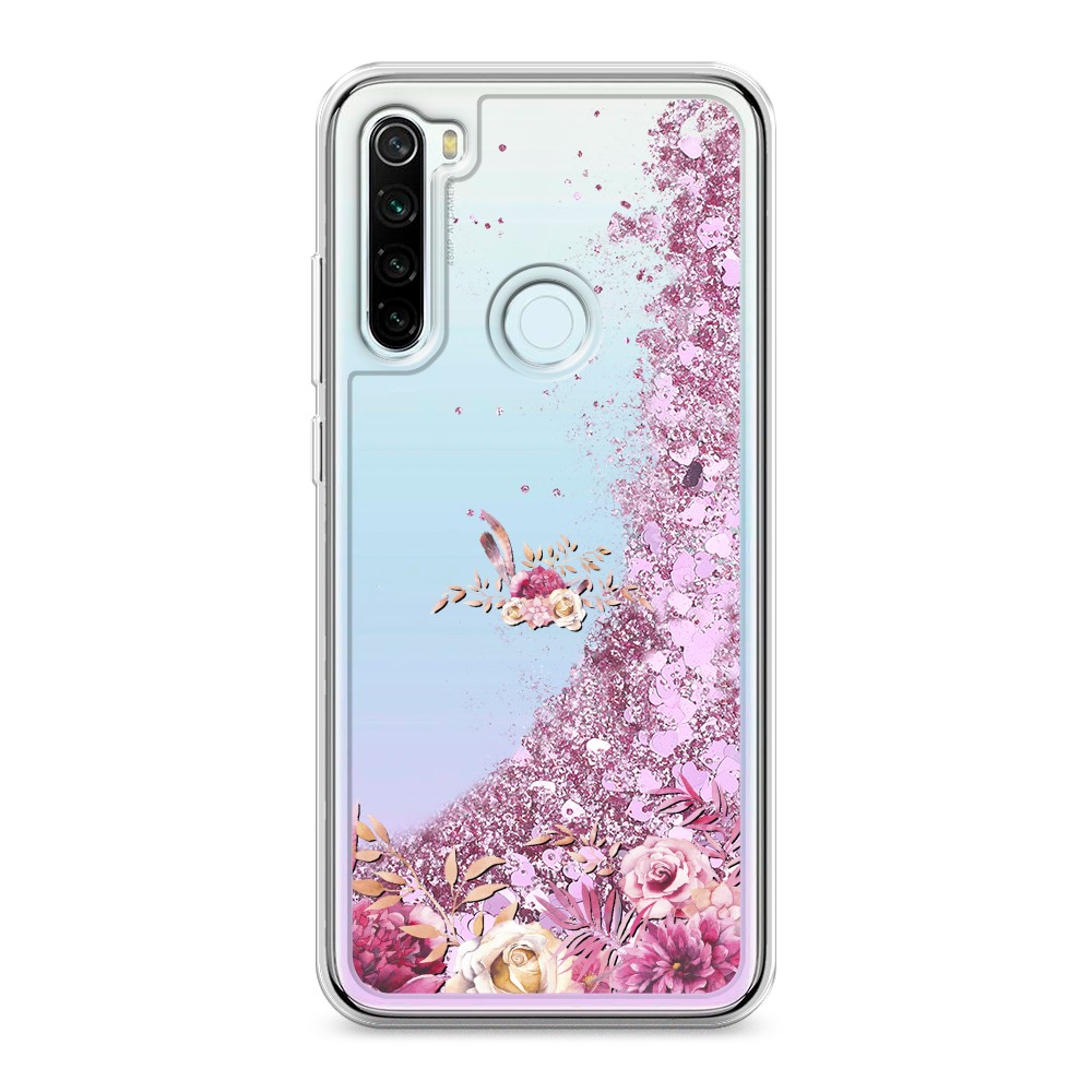 

Жидкий чехол с блестками "Нежные розовые цветы" на Xiaomi Redmi Note 8T