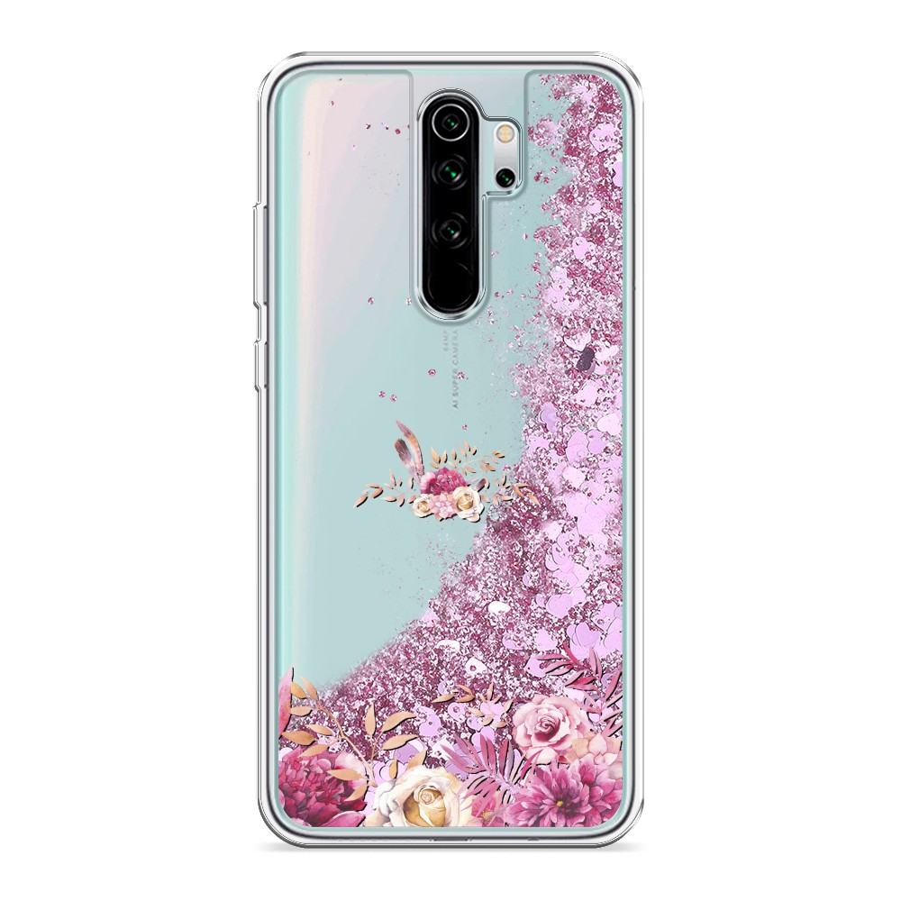 

Жидкий чехол с блестками "Нежные розовые цветы" на Xiaomi Redmi Note 8 Pro