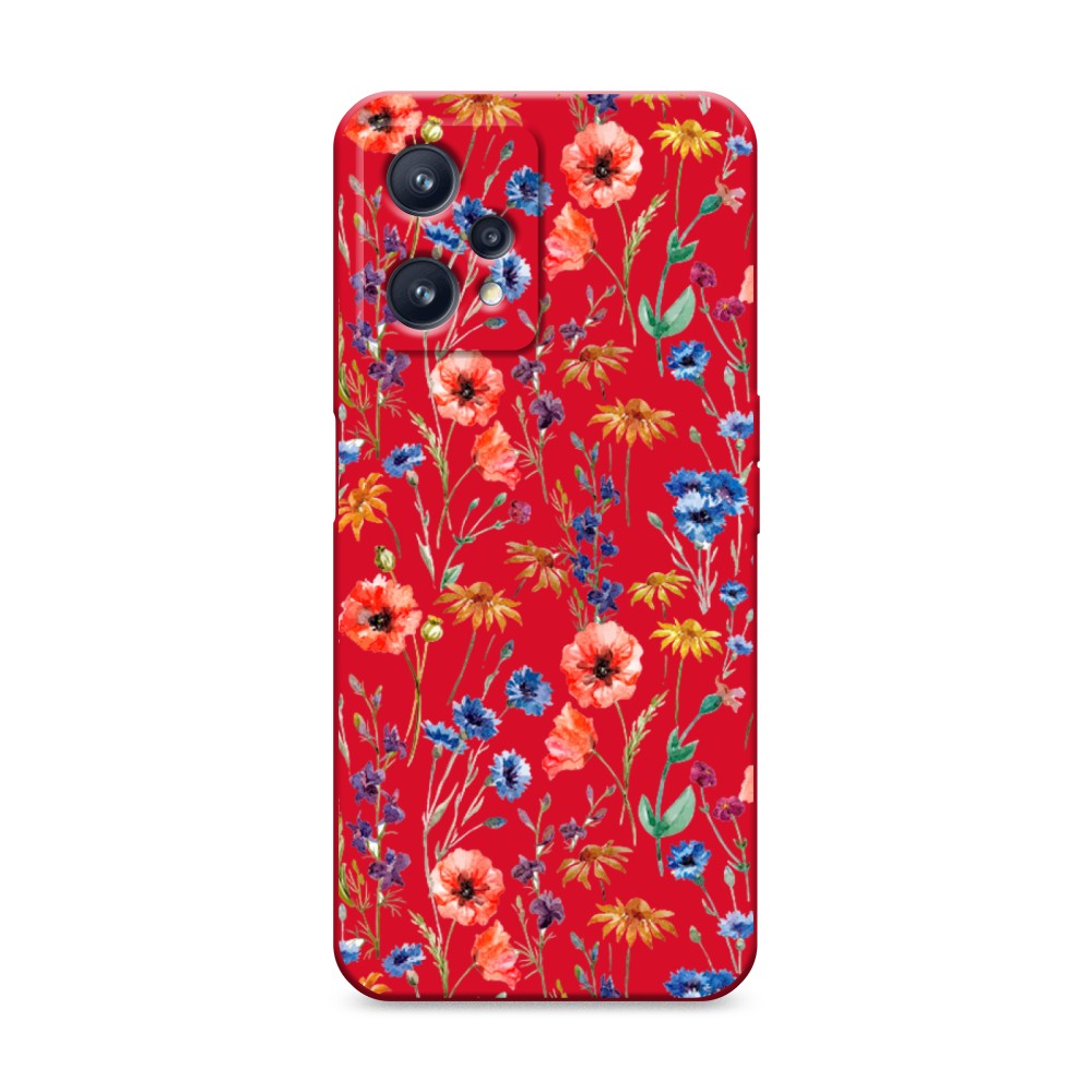 

Матовый силиконовый чехол "Маки и васильки фон" на Realme 9 Pro Plus, 258753-1