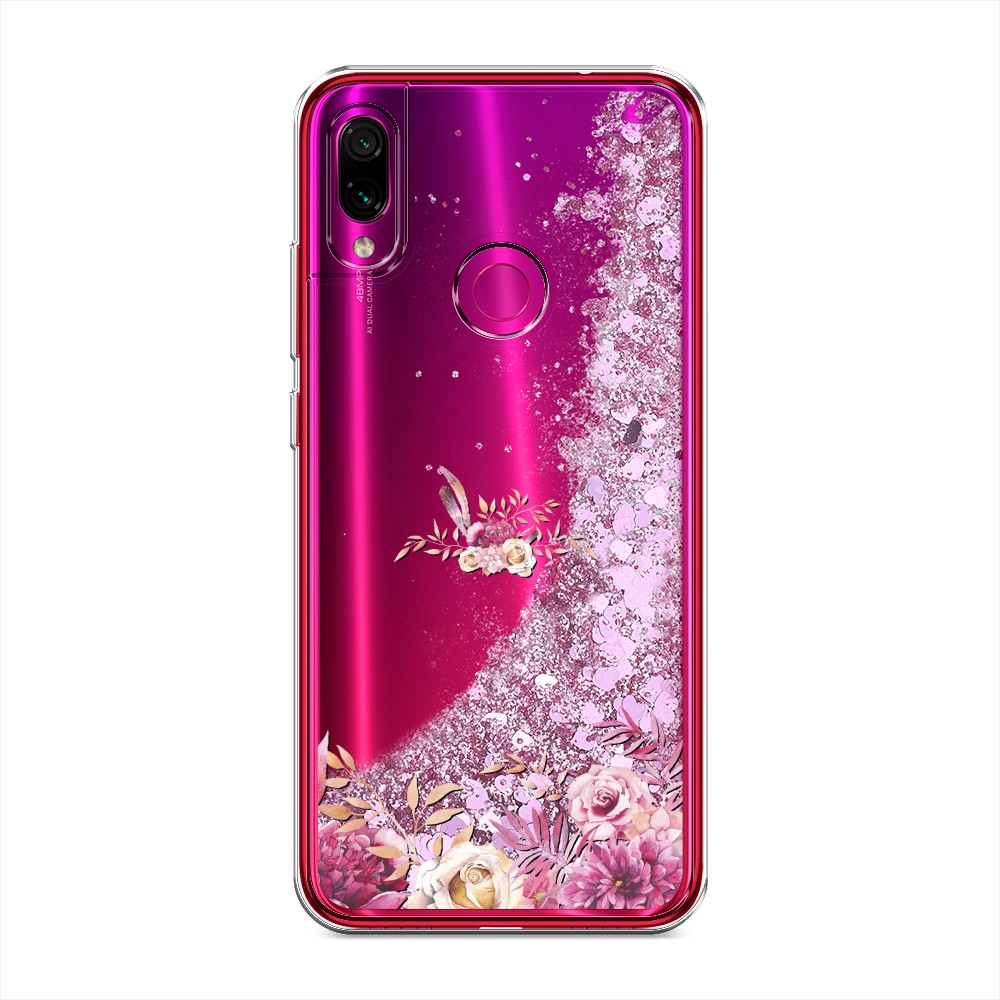 

Жидкий чехол с блестками "Нежные розовые цветы" на Xiaomi Redmi Note 7