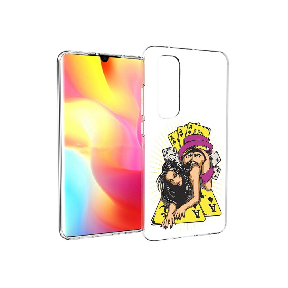 

Чехол MyPads Tocco для Xiaomi Mi Note 10 Lite нарисованная девушка с игровыми картами, Прозрачный, Tocco