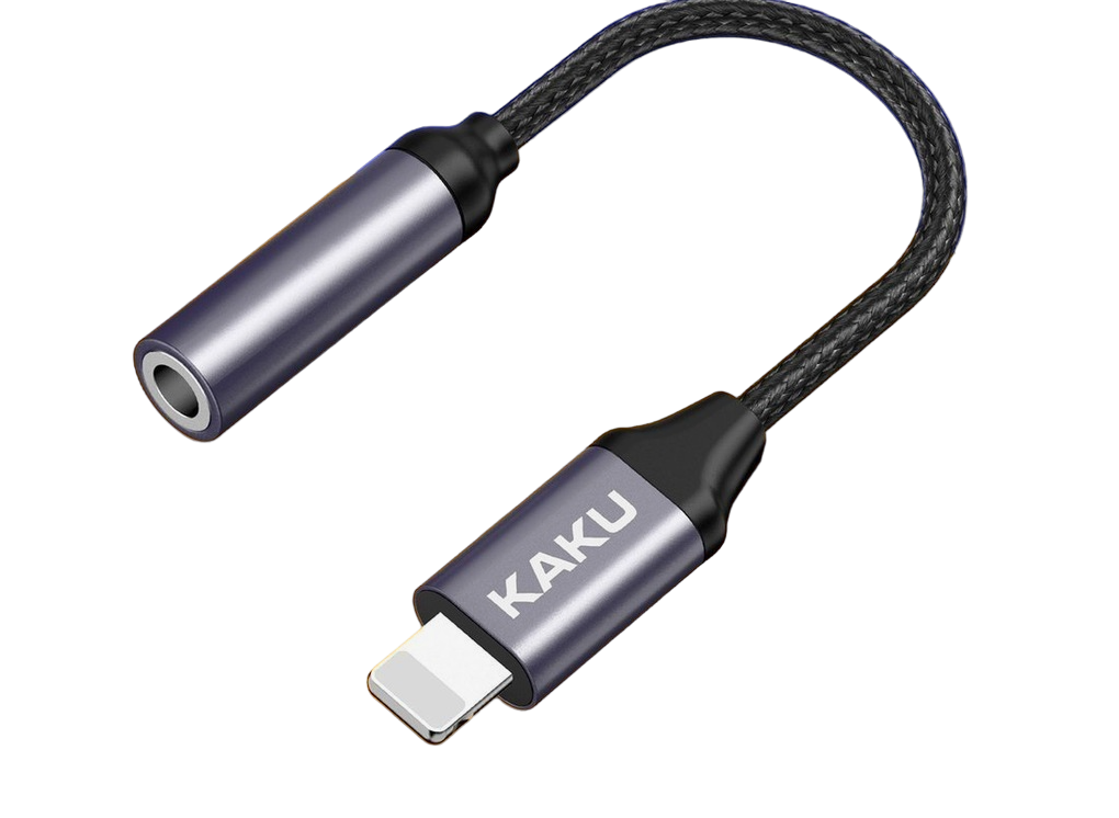 Кабель AUX KAKU 2в1 Lightning-Jack 3.5 серебристый