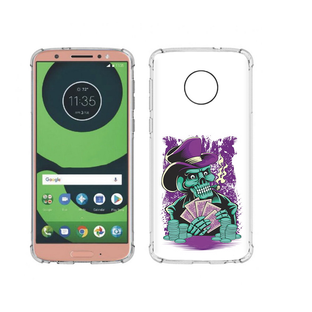 

Чехол MyPads Tocco для Motorola Moto G6 зеленый череп с картами (PT99805.376.361), Прозрачный, Tocco