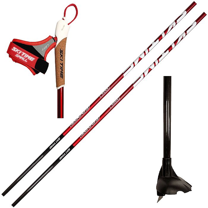 Лыжные палки SKI TIME Progressive Sport Карбон 100% красный 160
