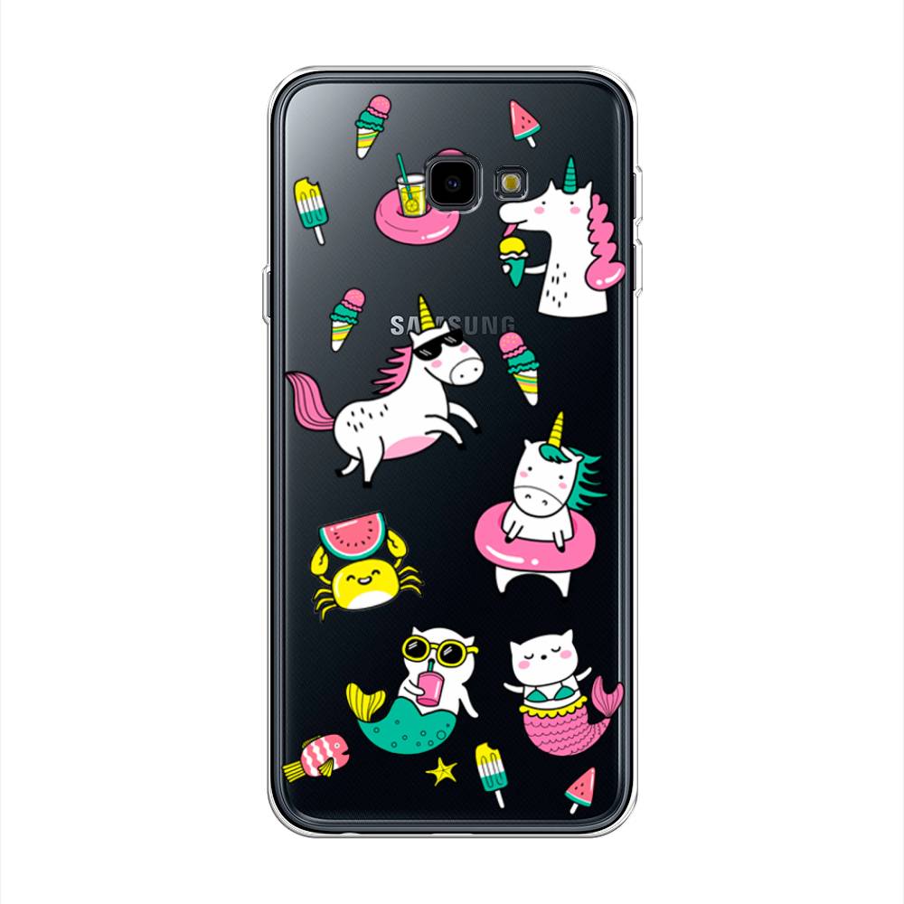 

Чехол Awog на Samsung Galaxy J4 + "На отдыхе", Белый;голубой;розовый, 26850-2