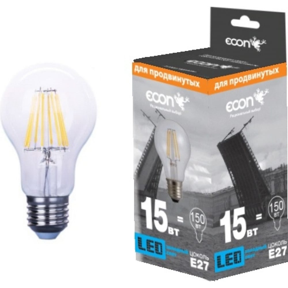 

ECON LED A 15 Вт E27 4200K A65 FIL 901520