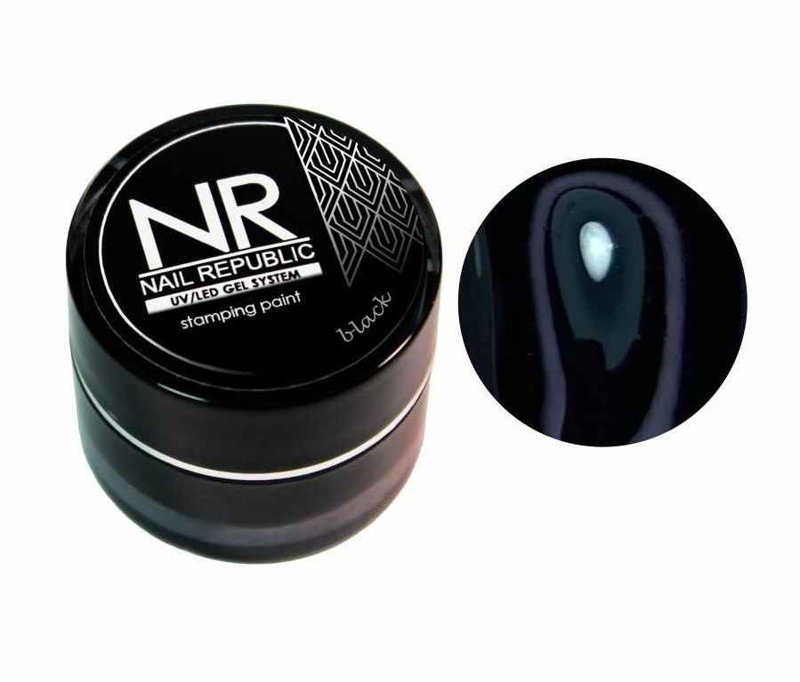 

Краска для стемпинга Nail Republic STEMP02 черная (Black), 7 г, Черный