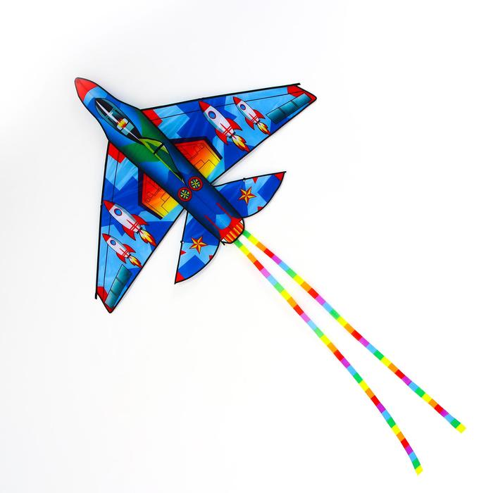 Воздушный змей Истребитель», с леской, цвета МИКС