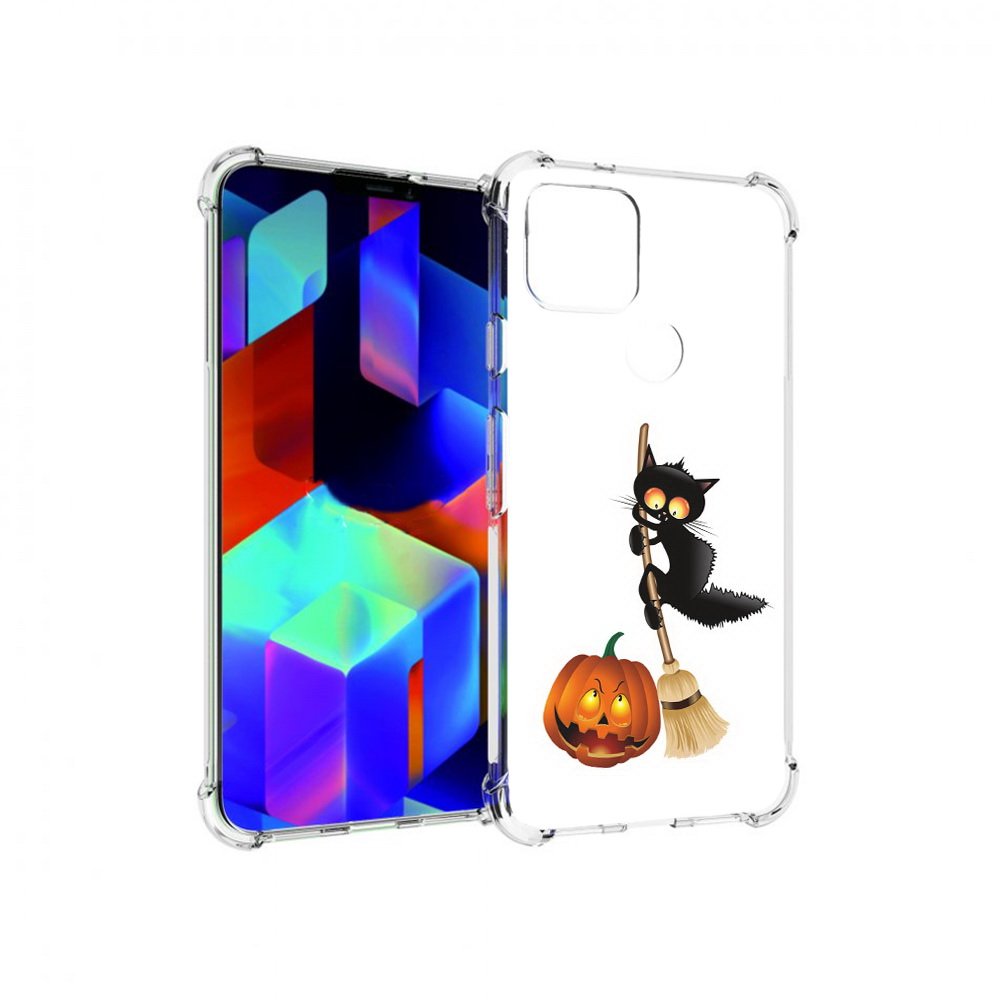 

Чехол MyPads Tocco для Google Pixel 5 хэлуинский котик, Прозрачный, Tocco
