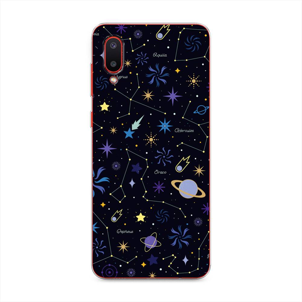 

Чехол на Samsung Galaxy A02 "Цветной космос", Желтый, 2102550-2