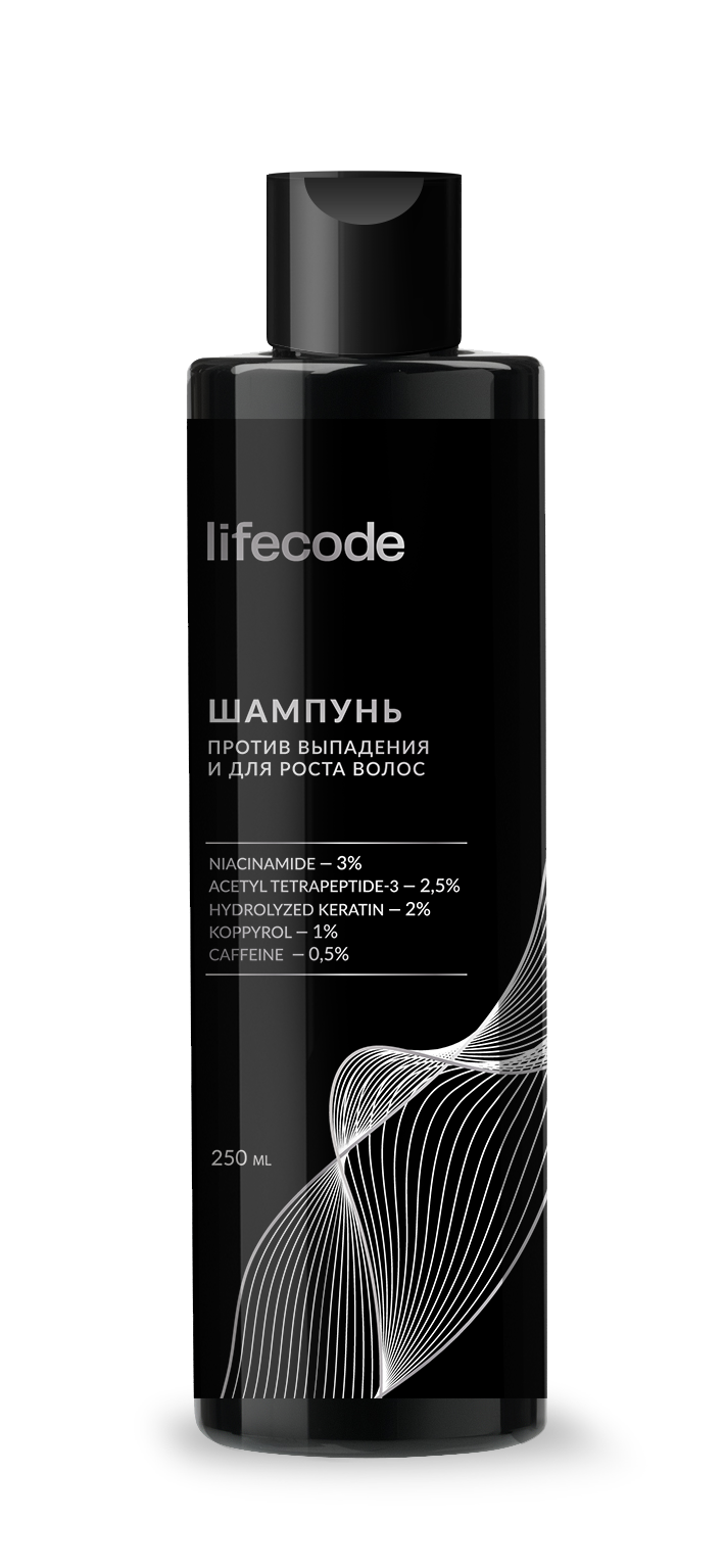 Шампунь против выпадения и роста волос LIFECODE. Укрепление и питание 250 мл dr mineral’s шампунь стимуляция роста сила и питание с клеточным соком лекарственных растений 400 0