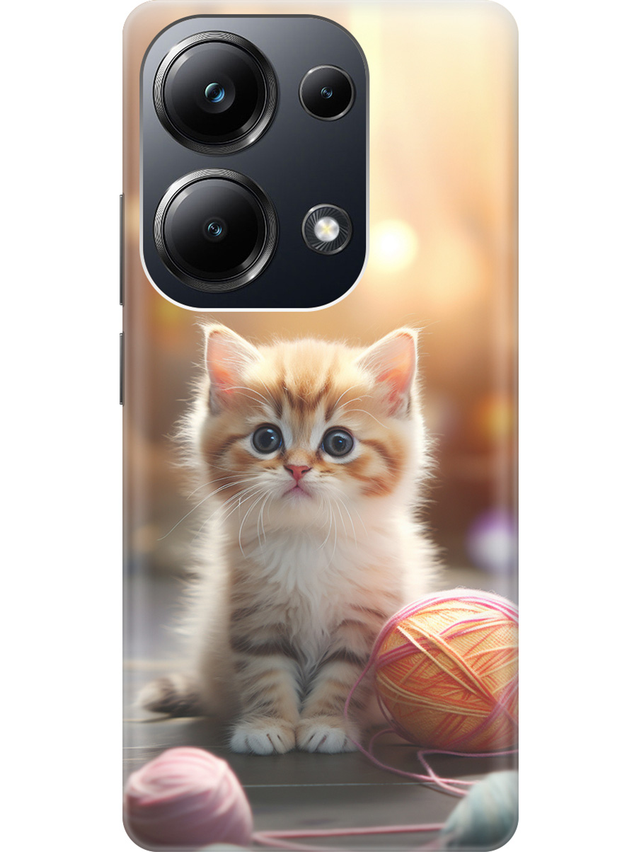 

Чехол на Xiaomi Redmi Note 13 Pro 4G / Poco M6 Pro 4G "Котик и нитки", Белый;желтый;розовый, 20012097