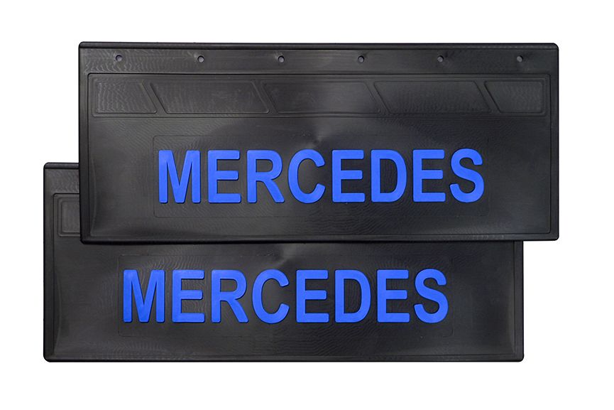 

Комплект брызговиков MERCEDES задние грузовые (LUX) с синей надписью 670*270