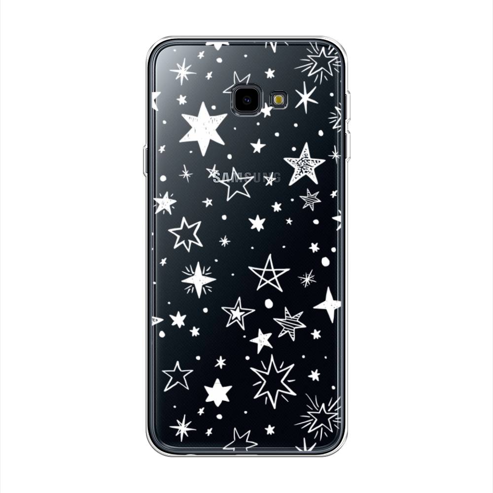 фото Чехол awog "звездочки графика белая" для samsung galaxy j4 +