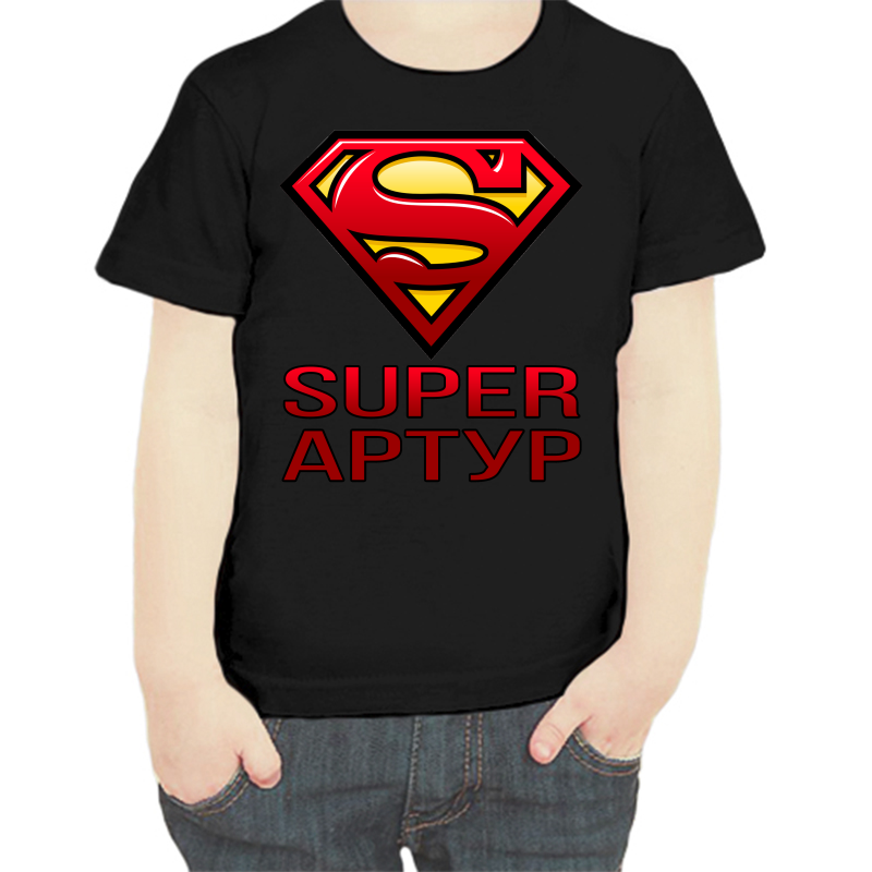 

Футболка мальчику черная 32 р-р super артур, Черный, fdm_super_artur