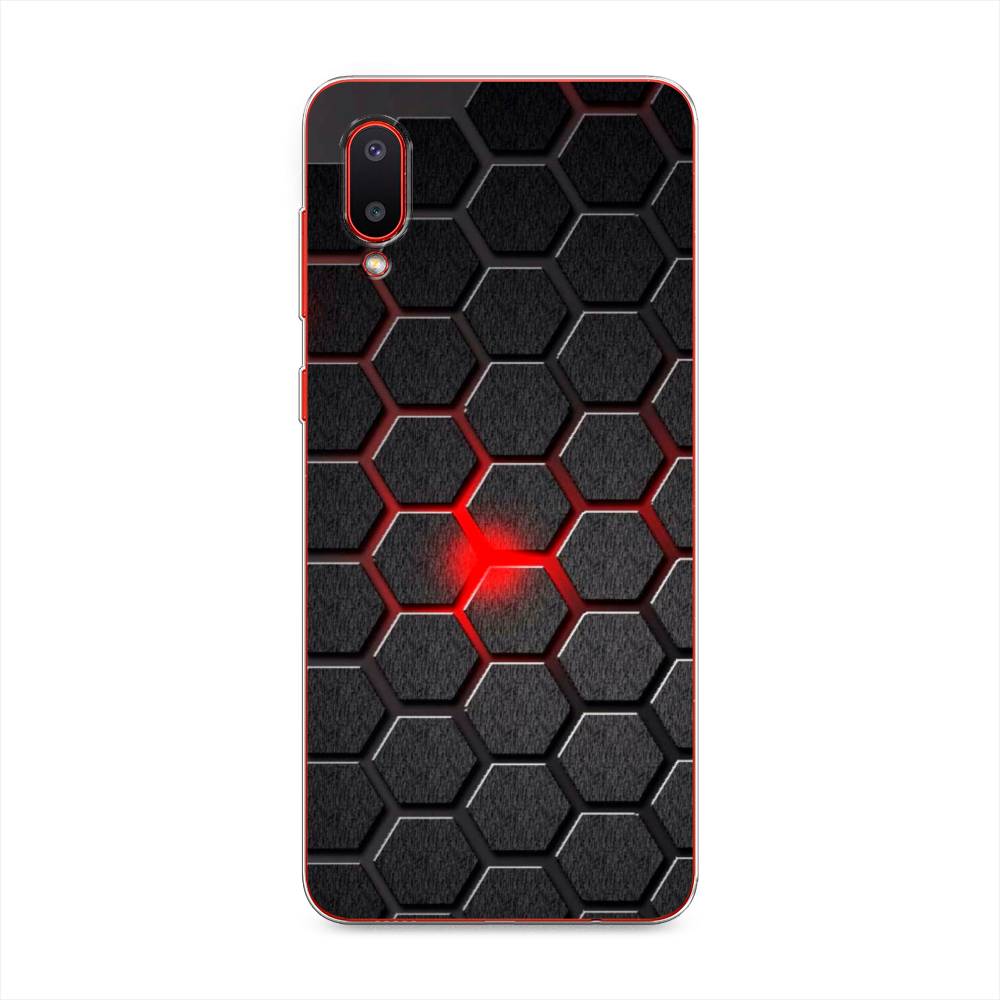 

Чехол на Samsung Galaxy A02 "Соты красные", Красный;черный;серый, 2102550-3