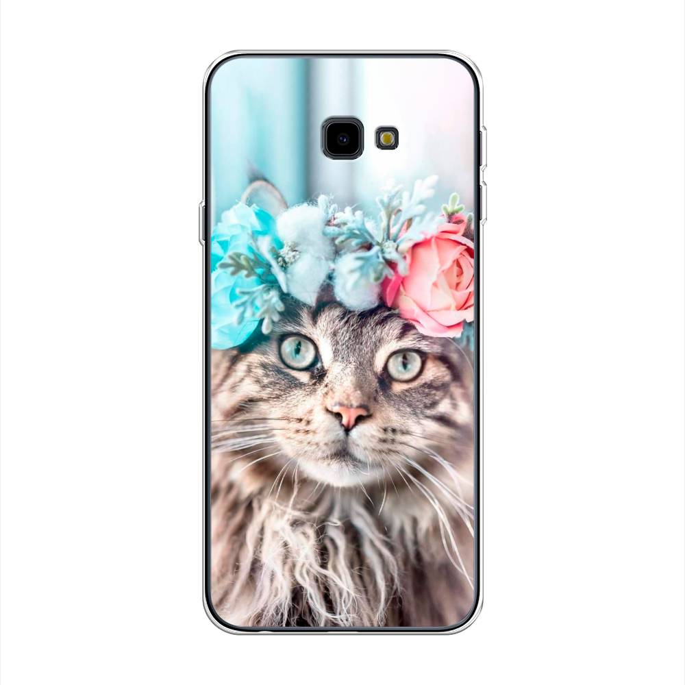 

Чехол Awog на Samsung Galaxy J4 + "Кот в венке", Серый;голубой;розовый, 26850-2