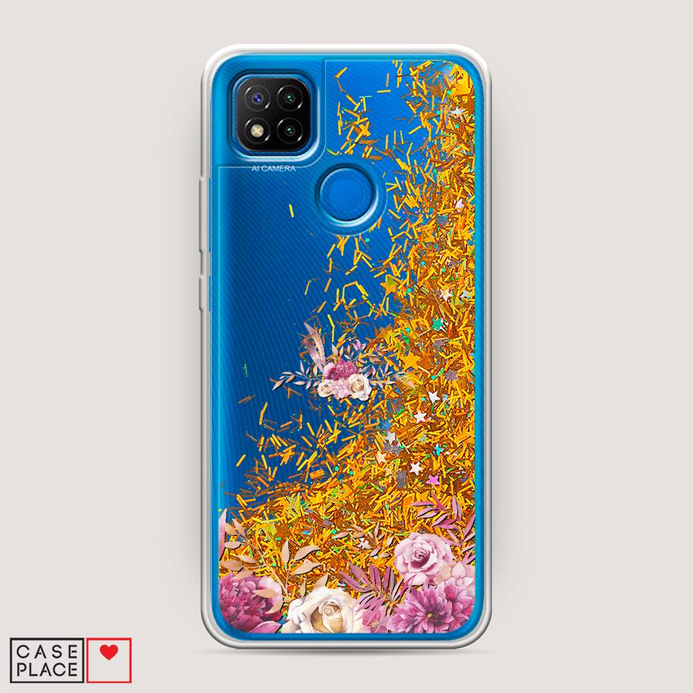 

Жидкий чехол с блестками "Нежные розовые цветы" на Xiaomi Redmi 9C, 39090-1