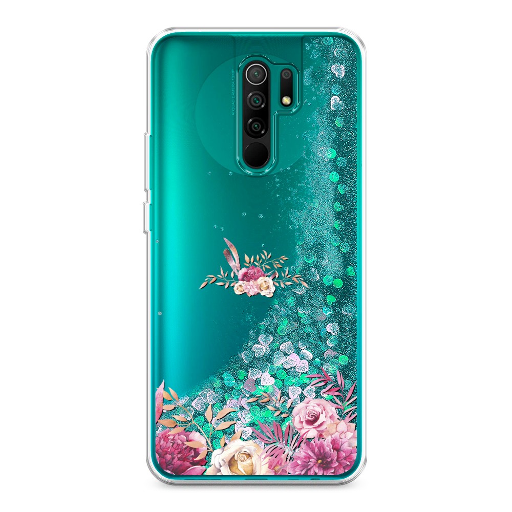

Жидкий чехол с блестками "Нежные розовые цветы" на Xiaomi Redmi 9, 38395-1
