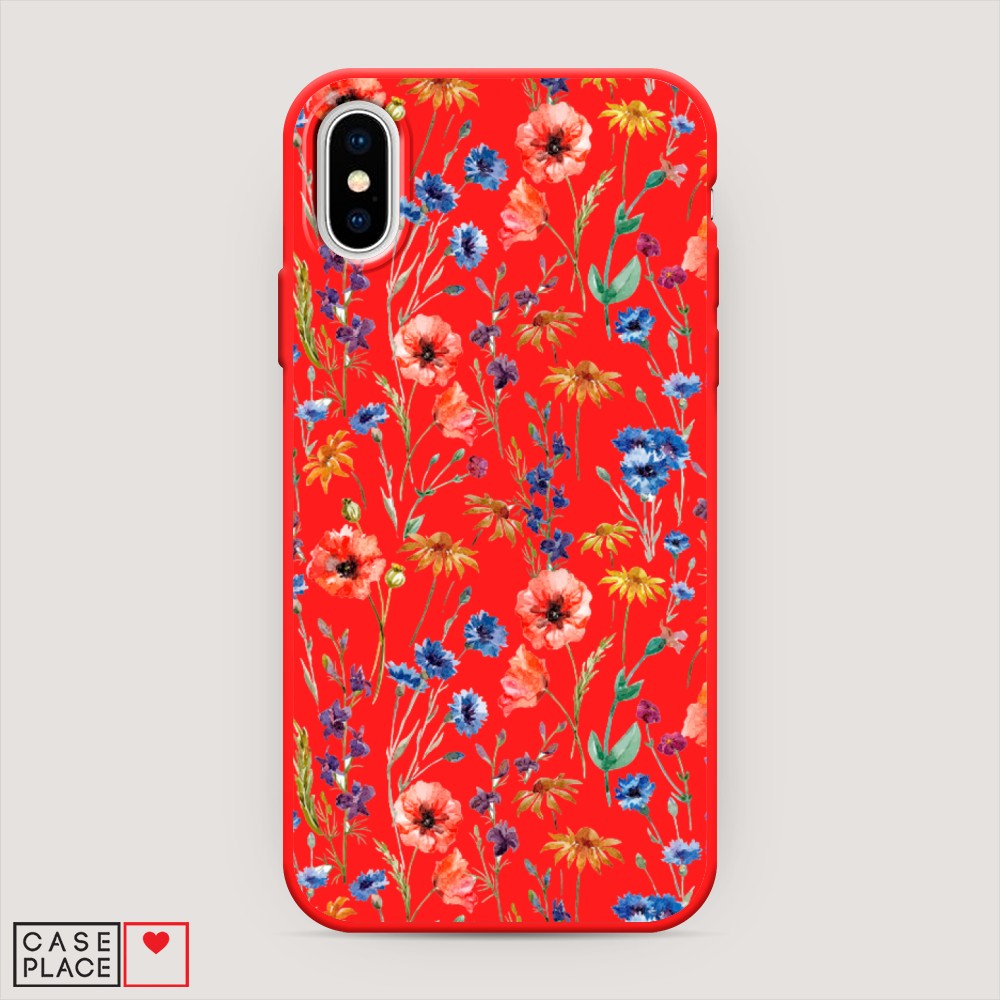 

Чехол Awog на Apple iPhone X (10) / Айфон X (10) "Маки и васильки фон", 11053-1