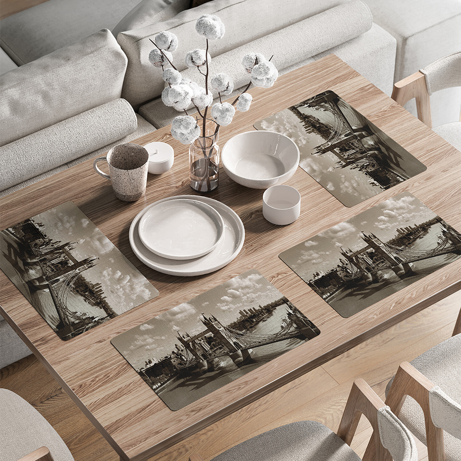 

Комплект тканевых салфеток JoyArty Мост в сепии для сервировки стола 46x30 см, 4шт, Серый, Мост в сепии